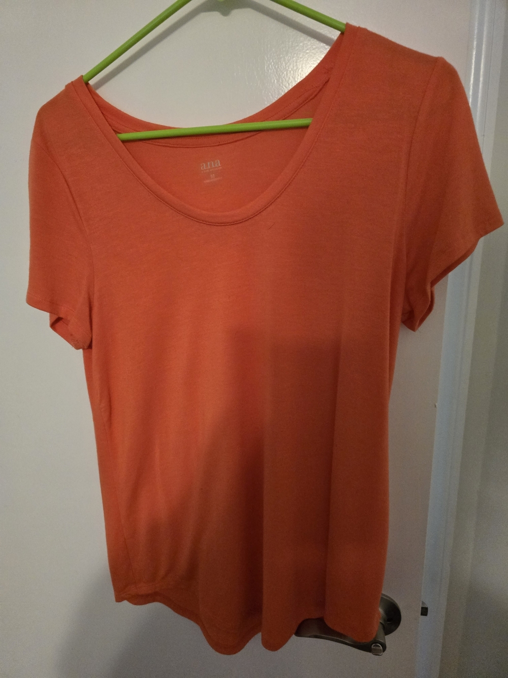 a.n.a Coral-Orange Scoop Neck Short Sleeve Tee